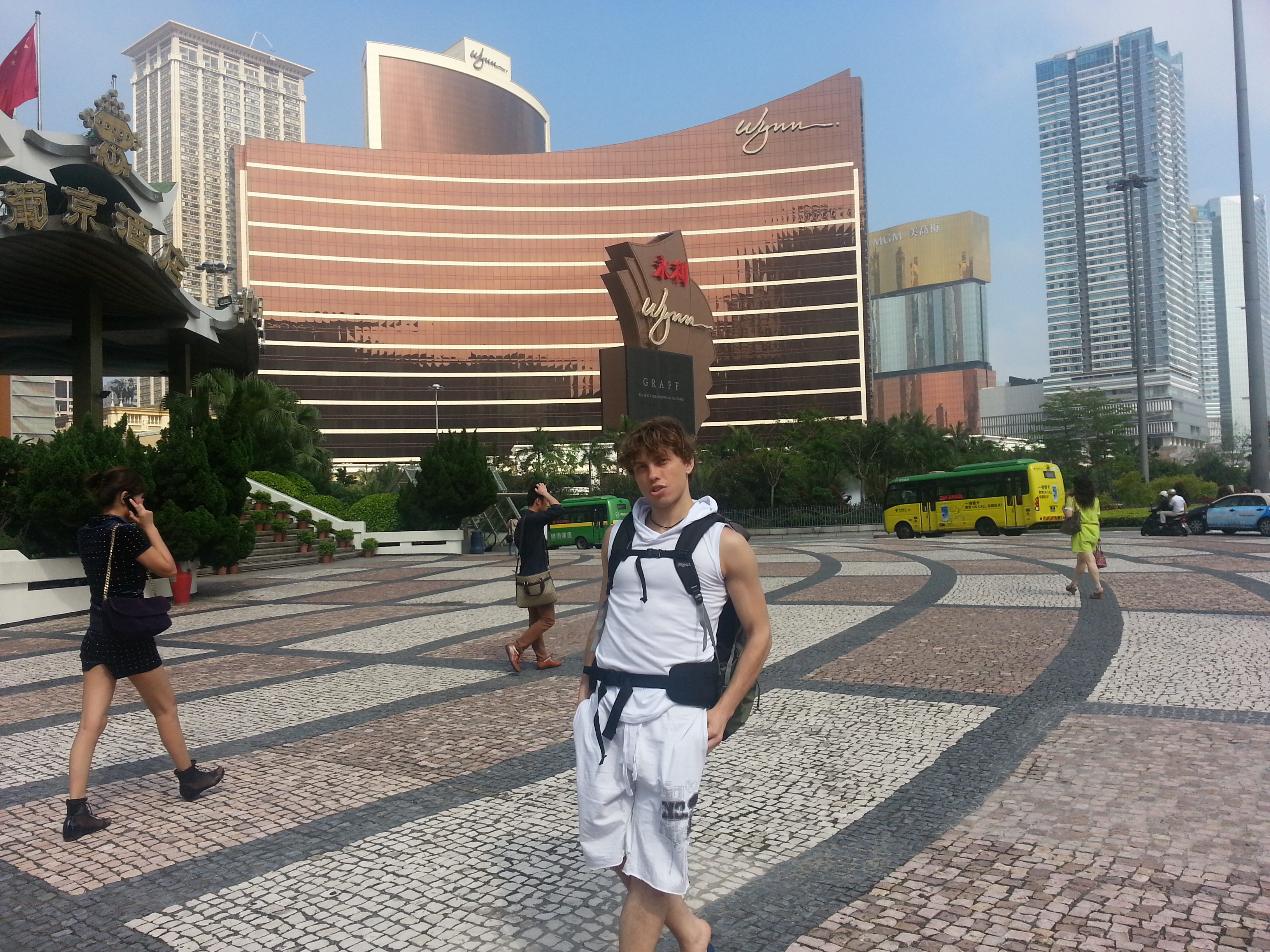 Converted our visas in Macao, spent all our money, tried sleeping on the beach, saw rats crawling, and ordered a single coffee at Starbucks just to spend the night.