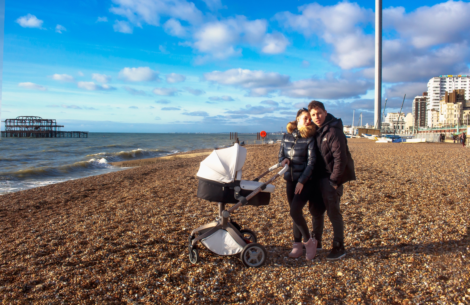 On the beach with family while waiting for orders.